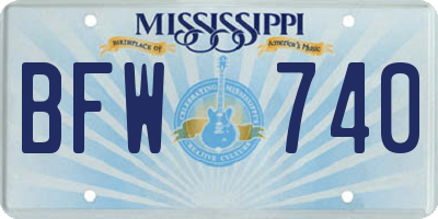 MS license plate BFW740