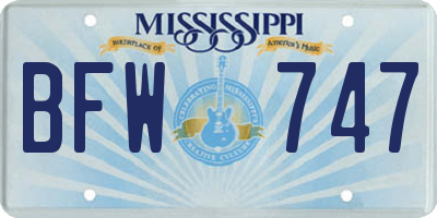 MS license plate BFW747