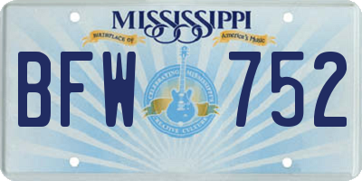 MS license plate BFW752