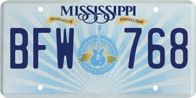 MS license plate BFW768