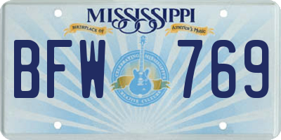 MS license plate BFW769