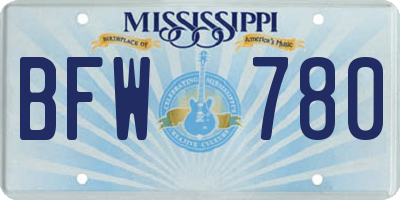 MS license plate BFW780