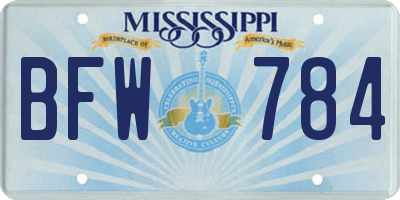MS license plate BFW784