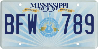 MS license plate BFW789