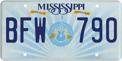 MS license plate BFW790