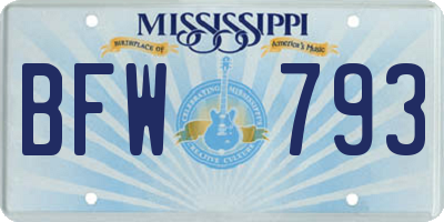 MS license plate BFW793