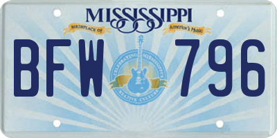 MS license plate BFW796