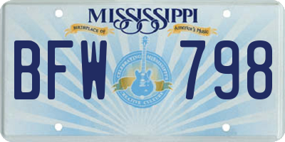 MS license plate BFW798