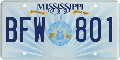 MS license plate BFW801