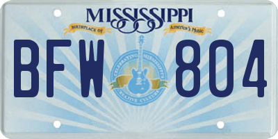 MS license plate BFW804