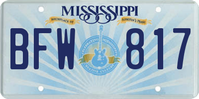 MS license plate BFW817