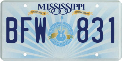 MS license plate BFW831