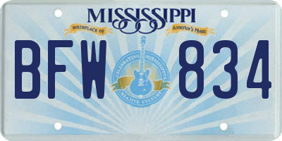 MS license plate BFW834