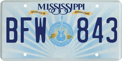 MS license plate BFW843