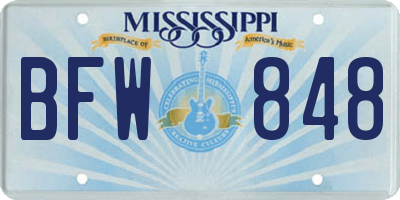 MS license plate BFW848
