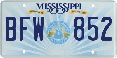 MS license plate BFW852