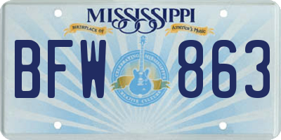 MS license plate BFW863