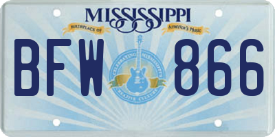 MS license plate BFW866