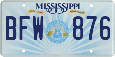 MS license plate BFW876