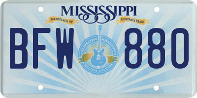 MS license plate BFW880
