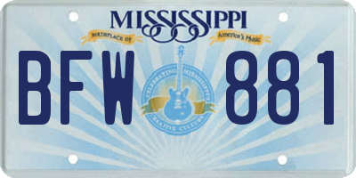 MS license plate BFW881