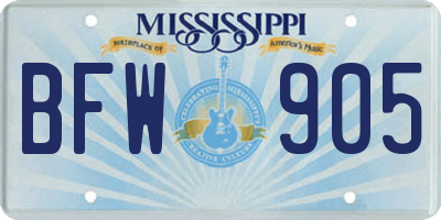 MS license plate BFW905