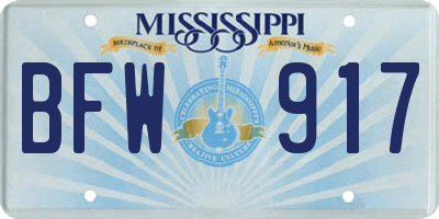 MS license plate BFW917