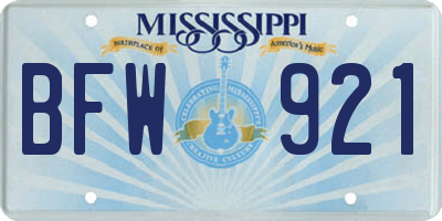 MS license plate BFW921
