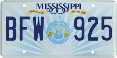 MS license plate BFW925