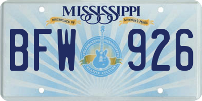 MS license plate BFW926
