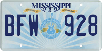MS license plate BFW928
