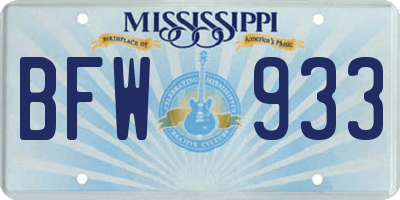 MS license plate BFW933