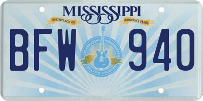 MS license plate BFW940