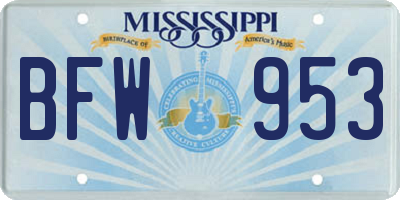 MS license plate BFW953
