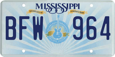 MS license plate BFW964