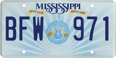 MS license plate BFW971