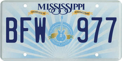 MS license plate BFW977