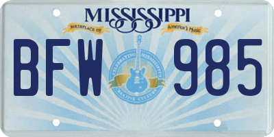 MS license plate BFW985