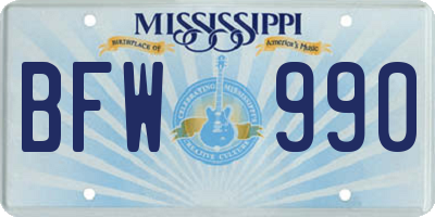 MS license plate BFW990