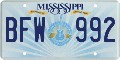 MS license plate BFW992