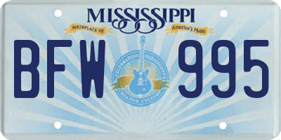 MS license plate BFW995