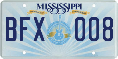 MS license plate BFX008