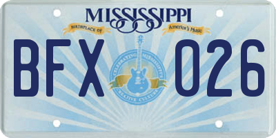MS license plate BFX026