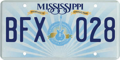 MS license plate BFX028