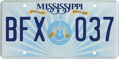 MS license plate BFX037