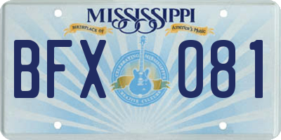 MS license plate BFX081