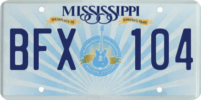 MS license plate BFX104
