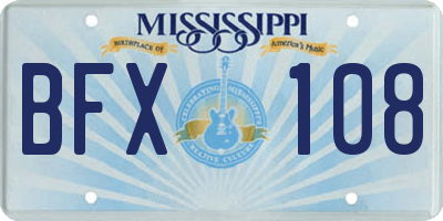 MS license plate BFX108