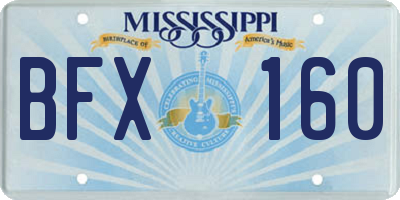 MS license plate BFX160