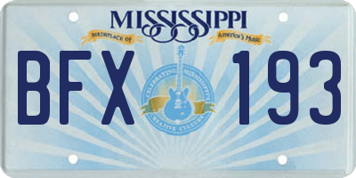 MS license plate BFX193